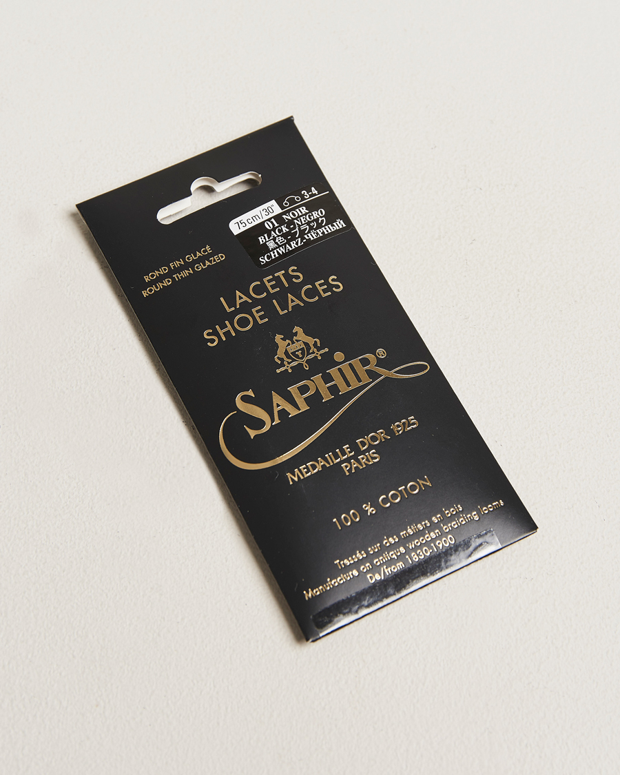 Herre | Saphir Medaille d'Or Shoe Laces Thin Waxed 75cm Black | Saphir Medaille d'Or | Shoe Laces Thin Waxed 75cm Black