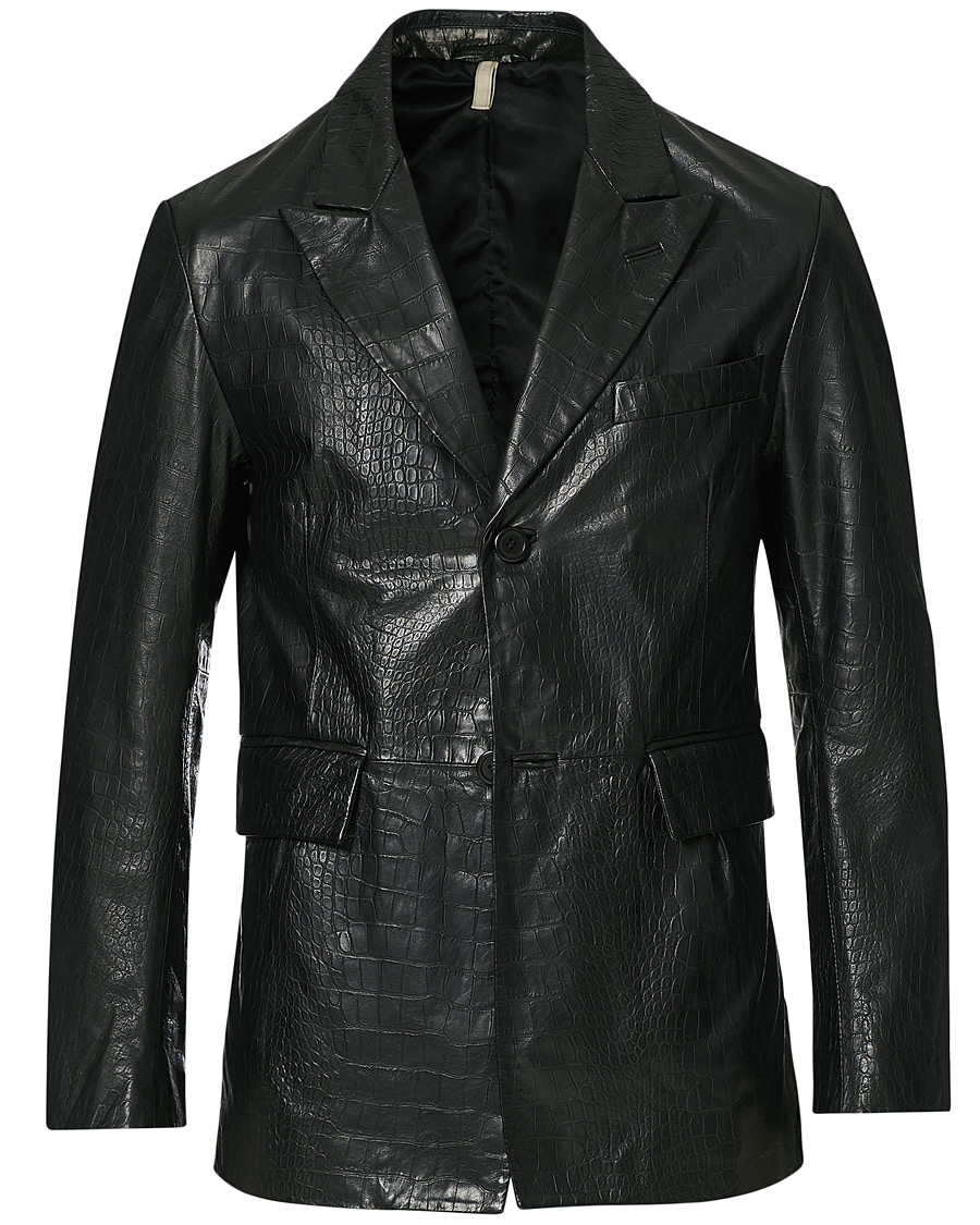 Herre | Jakker | Sunflower | Leather Blazer Black