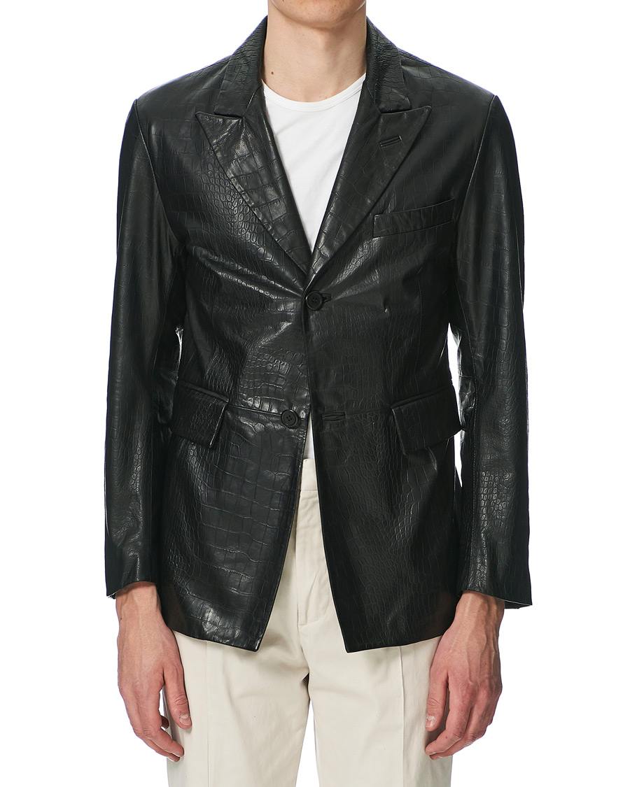 Herre | Jakker | Sunflower | Leather Blazer Black