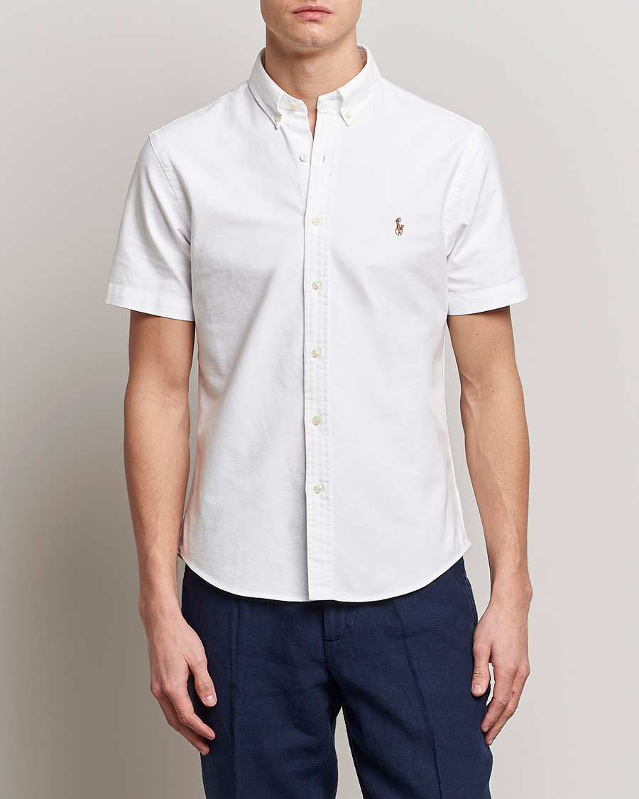 Herre | Preppy Authentic | Polo Ralph Lauren | Slim Fit Oxford Short Sleeve Shirt White