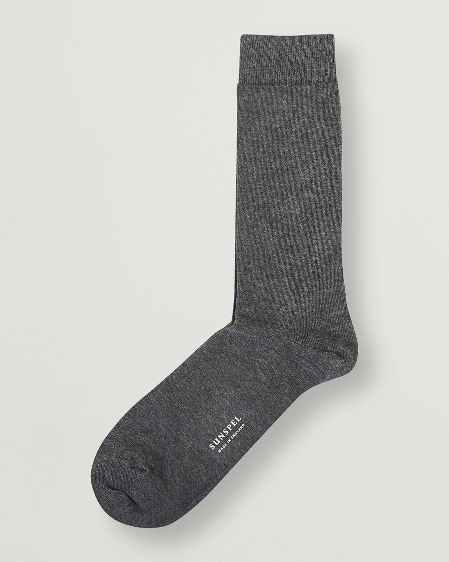 Herre | Undertøy | Sunspel | Cotton Blend Socks Grey Melange