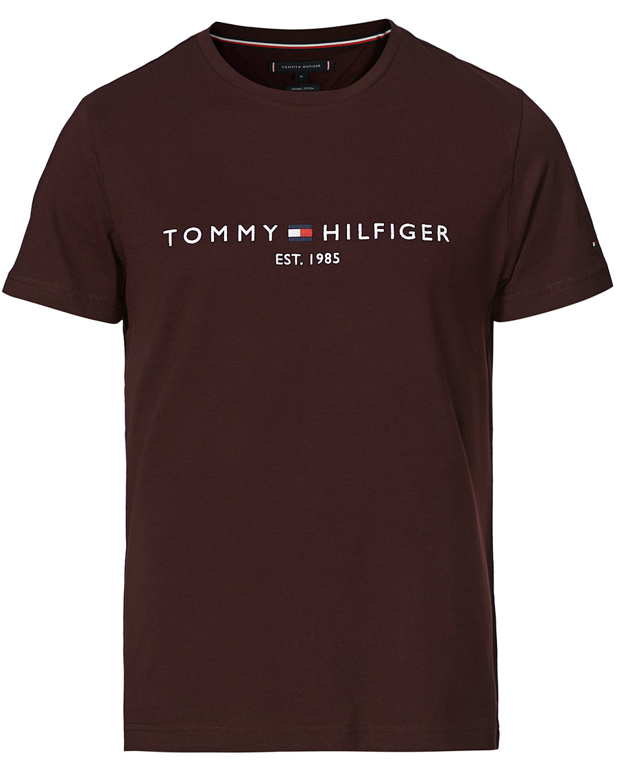Herre | T-Shirts | Tommy Hilfiger | Logo Crew Neck Tee Deep Burgundy