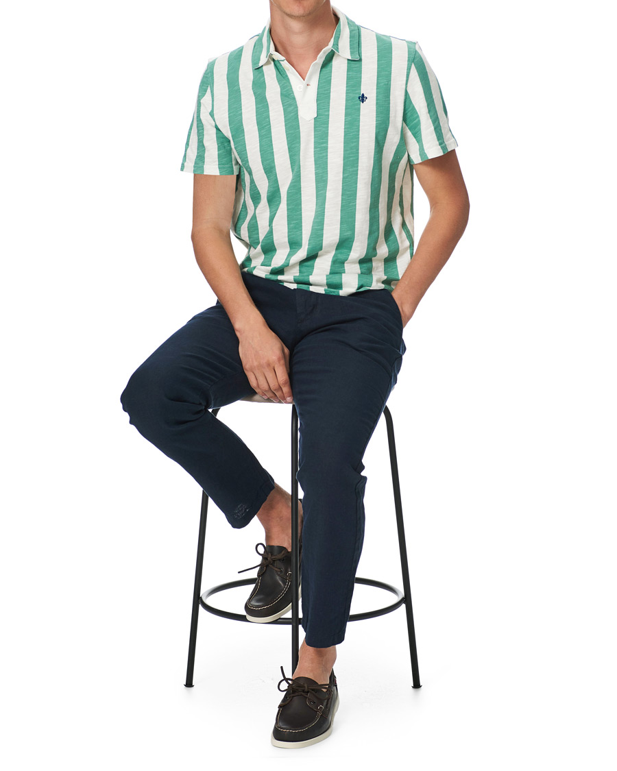 Herre | Pikéer | Morris | Keeton Stripe Piqué Shirt Green/White