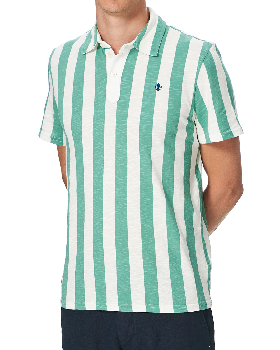 Herre | Pikéer | Morris | Keeton Stripe Piqué Shirt Green/White