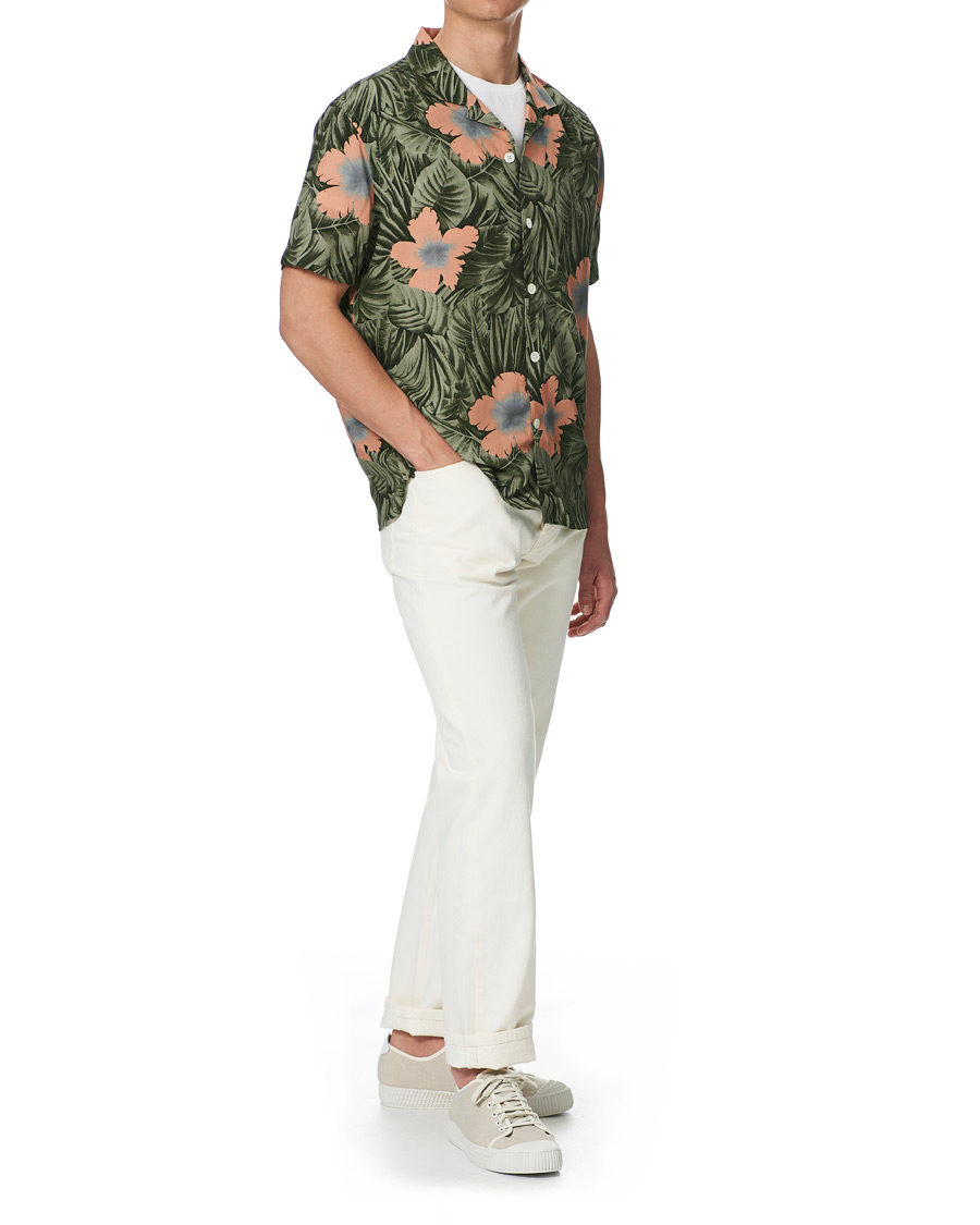 Herre | Skjorter | J.Lindeberg | Printed Short Sleeve Camp Collar Shirt Sage