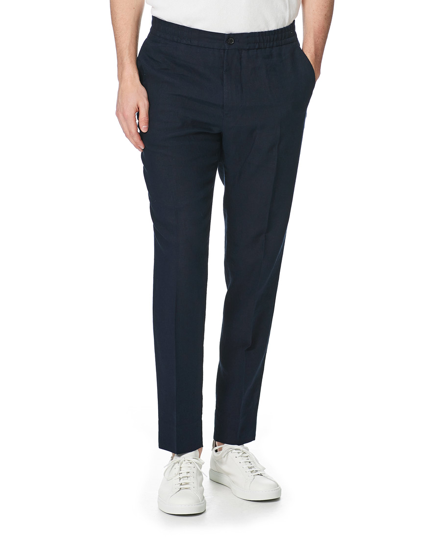 Herre | Bukser | J.Lindeberg | Sasha Linen Drawstring Trousers Navy