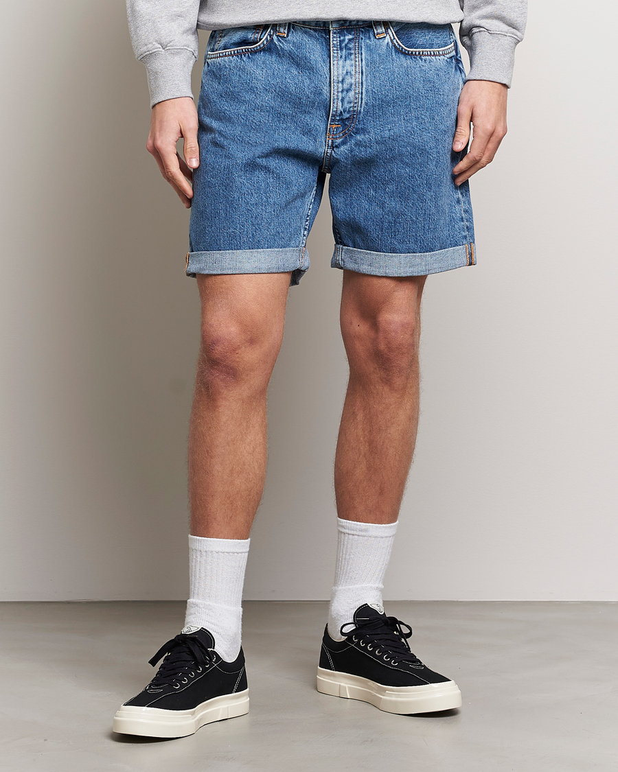 Herre | Jeansshorts | Nudie Jeans | Josh Stretch Denim Shorts Friendly Blue