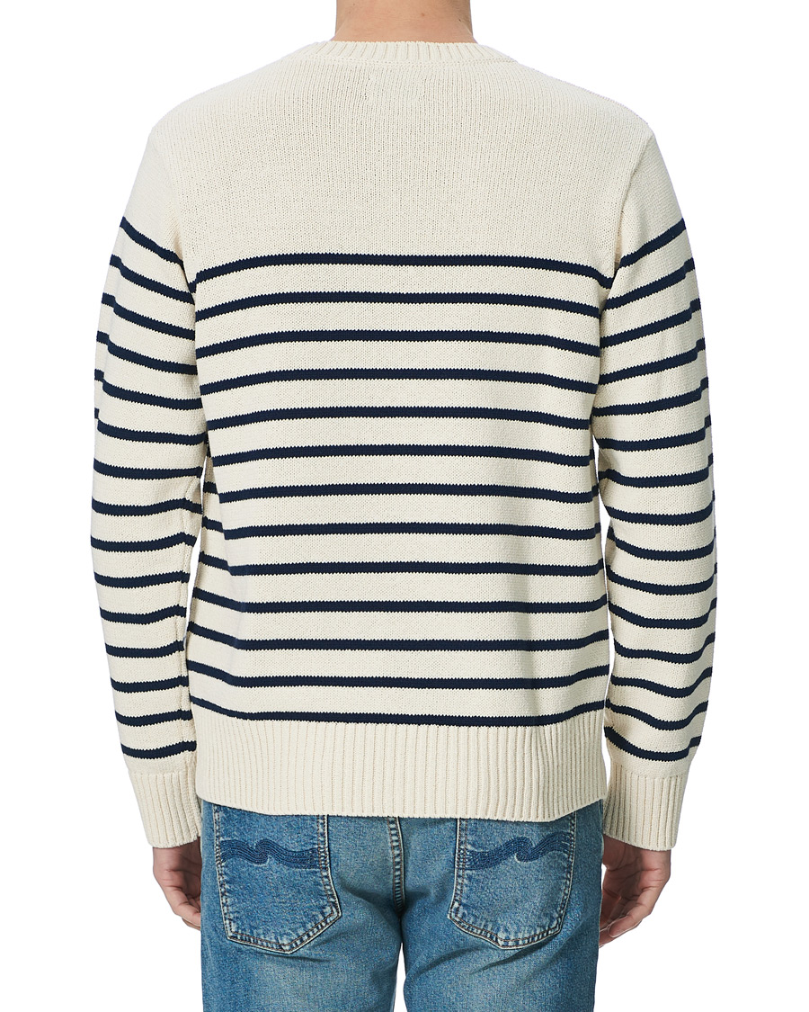 Herre | Gensere | Nudie Jeans | Hamus Recycled Stripe Crew Neck Off White/Navy