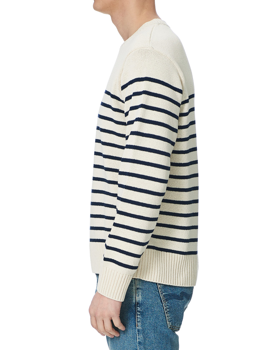 Herre | Gensere | Nudie Jeans | Hamus Recycled Stripe Crew Neck Off White/Navy