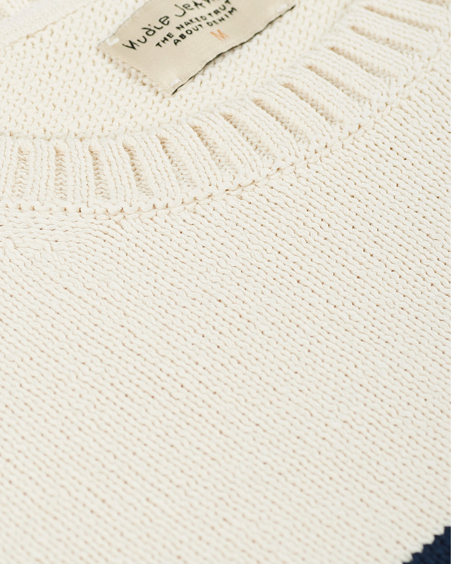 Herre | Gensere | Nudie Jeans | Hamus Recycled Stripe Crew Neck Off White/Navy