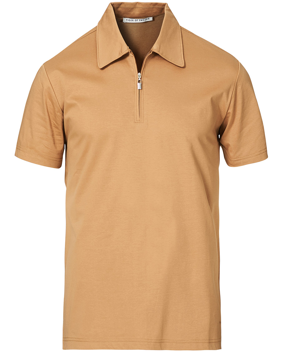 Herre | Pikéer | Tiger of Sweden | Laron Half Zip Polo Brown