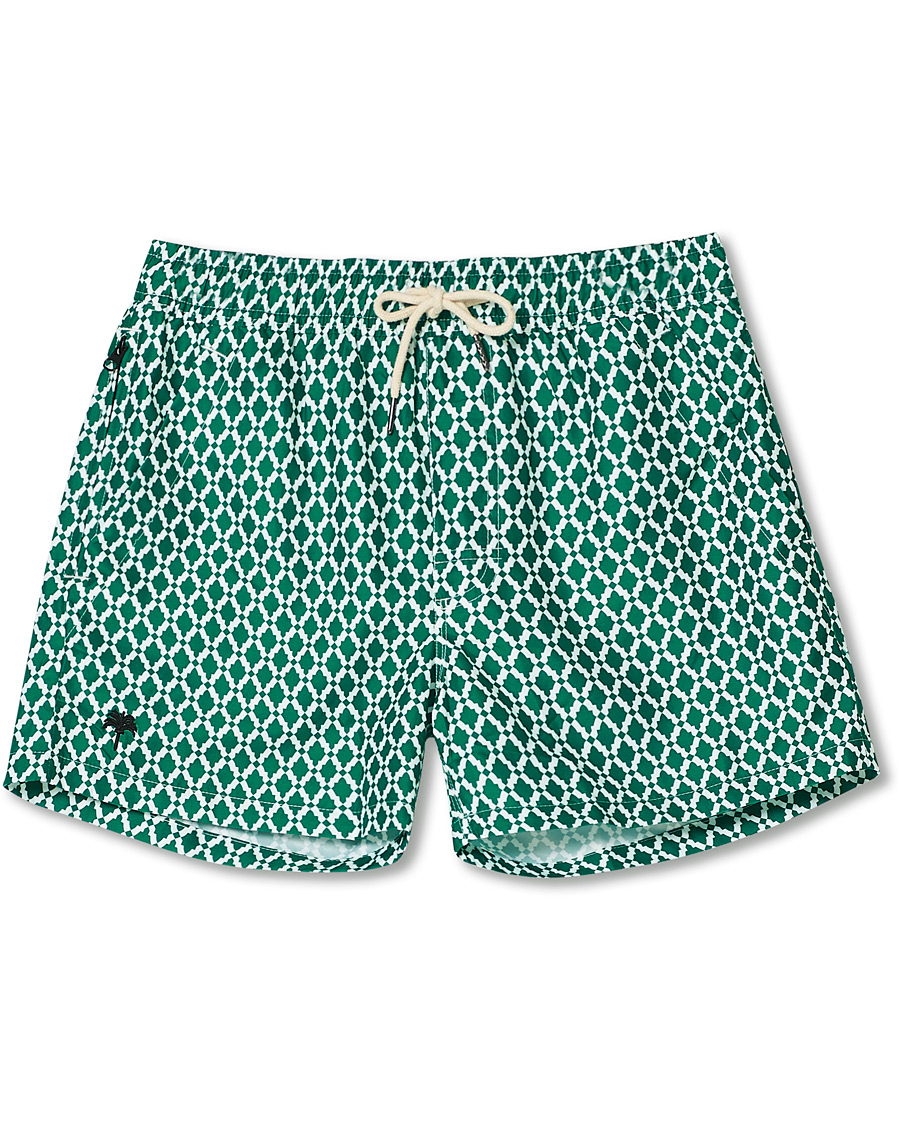 Herre | Badeshorts | OAS | Printed Swim Shorts Green Tile