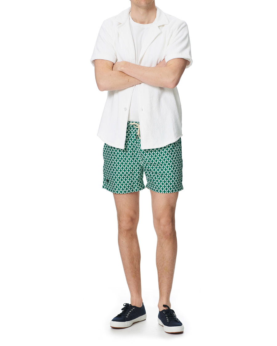 Herre | Badeshorts | OAS | Printed Swim Shorts Green Tile
