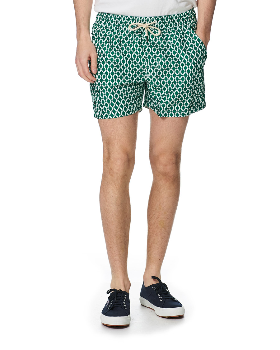 Herre | Badeshorts | OAS | Printed Swim Shorts Green Tile