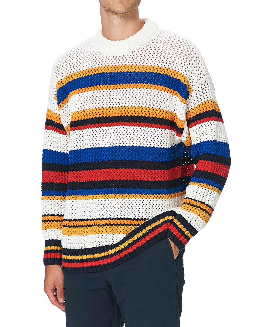Herre | Gensere | GANT | Open Knit Stripe Crew Neck Multi