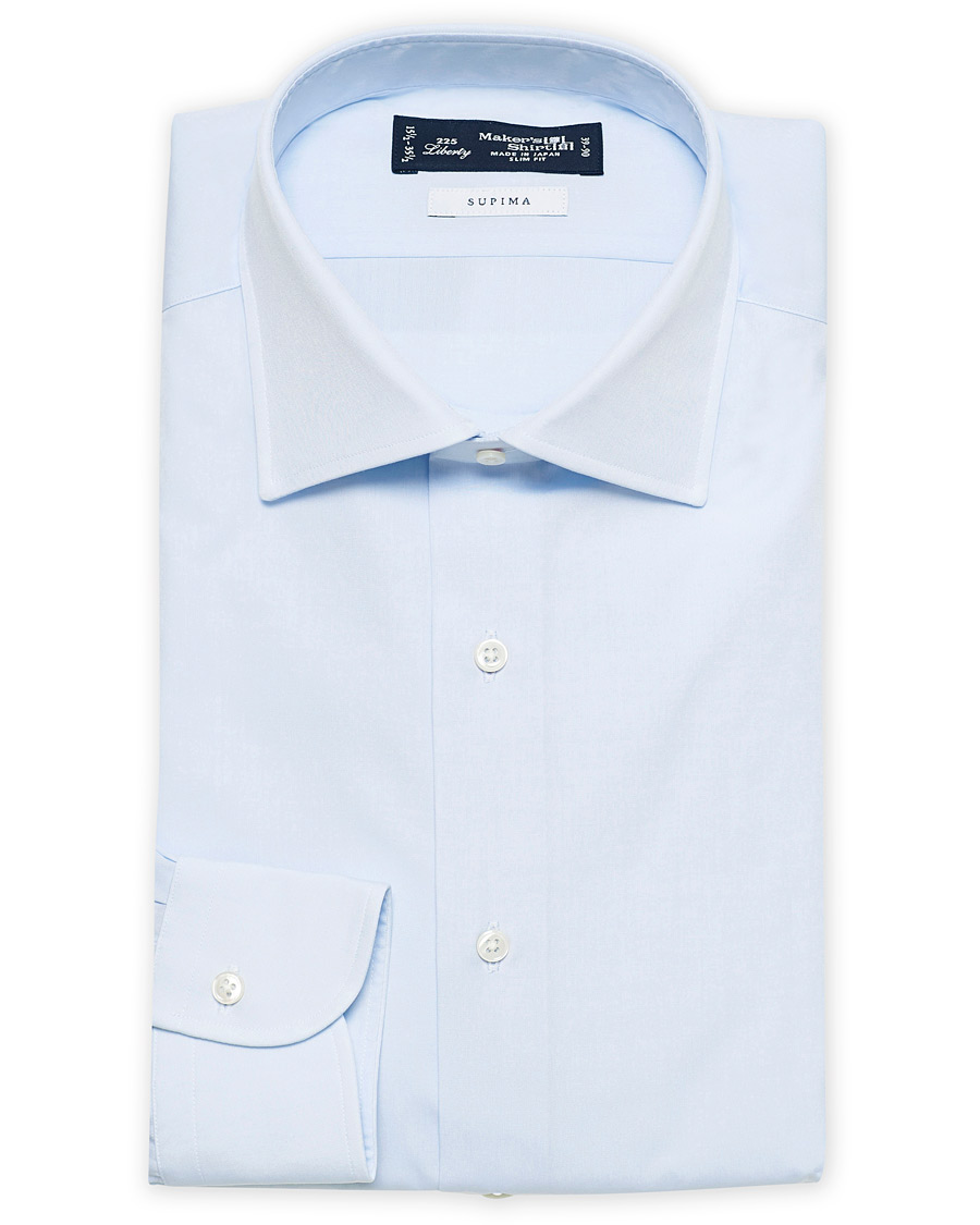 Herre | Formelle | Kamakura Shirts | Slim Fit Broadcloth Cut Away Shirt Light Blue