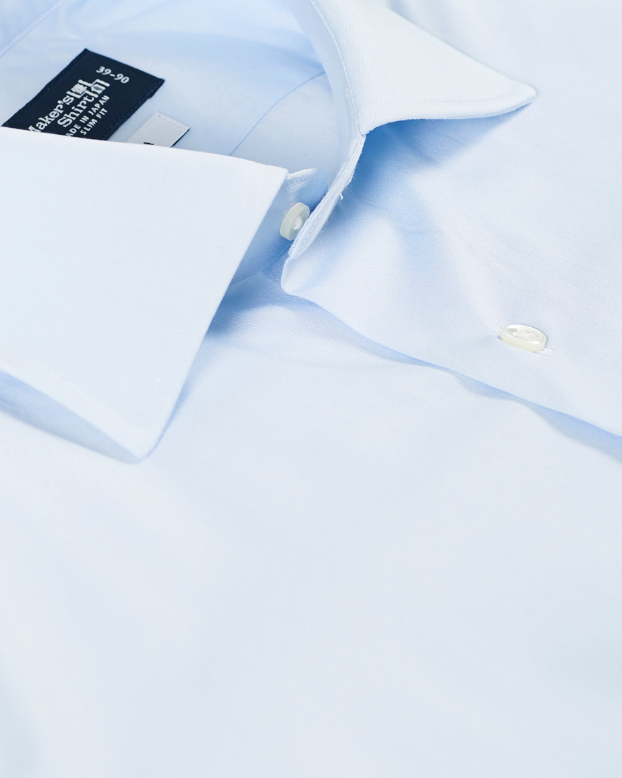 Herre | Skjorter | Kamakura Shirts | Slim Fit Broadcloth Cut Away Shirt Light Blue