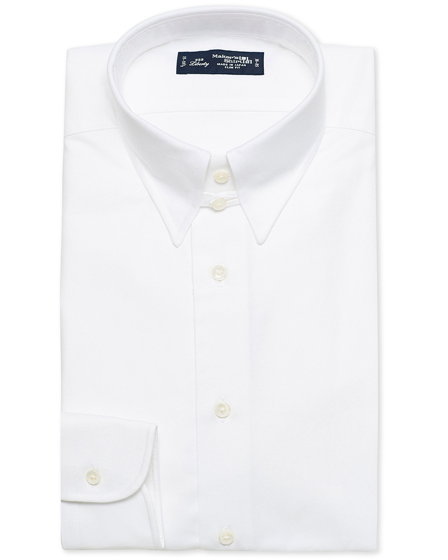Herre | Skjorter | Kamakura Shirts | Slim Fit Oxford Tab Collar Shirt White