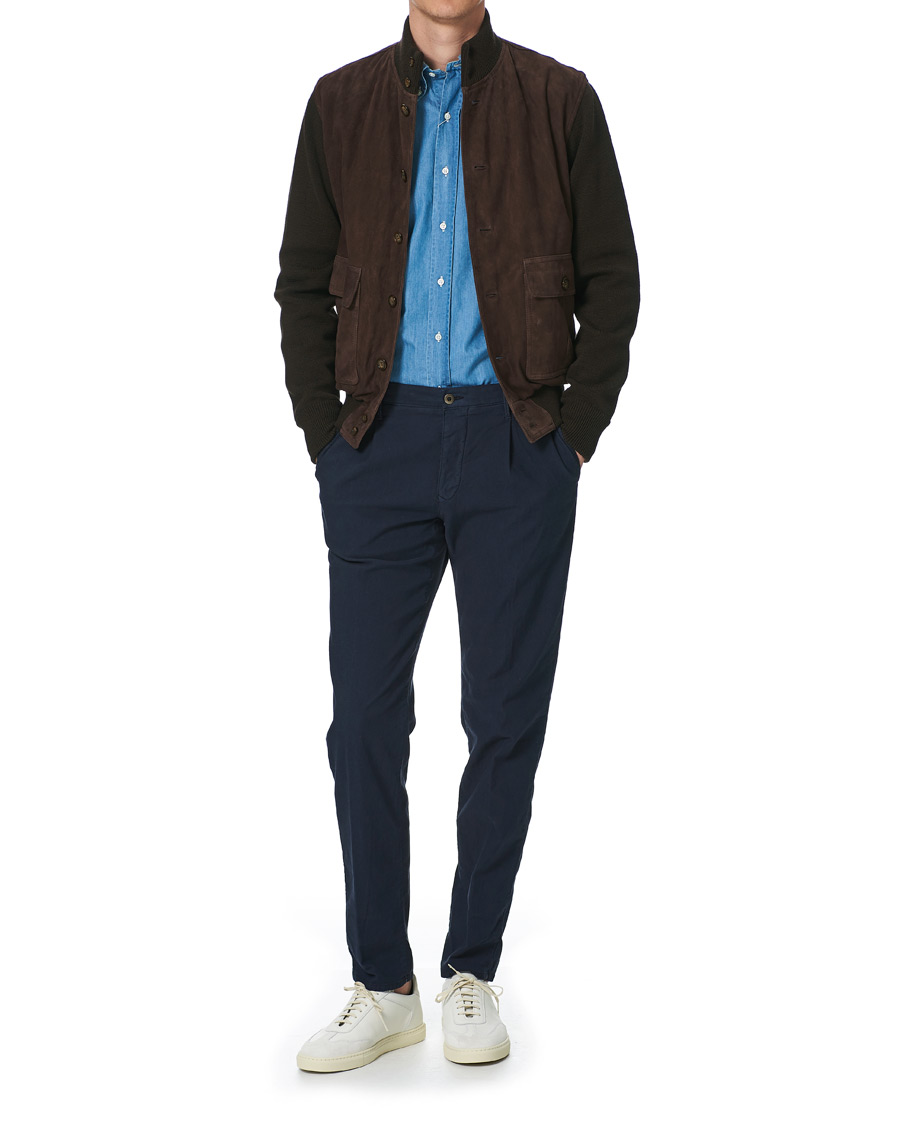 Herre | Skjorter | Kamakura Shirts | Slim Fit Denim Button Down Shirt Indigo
