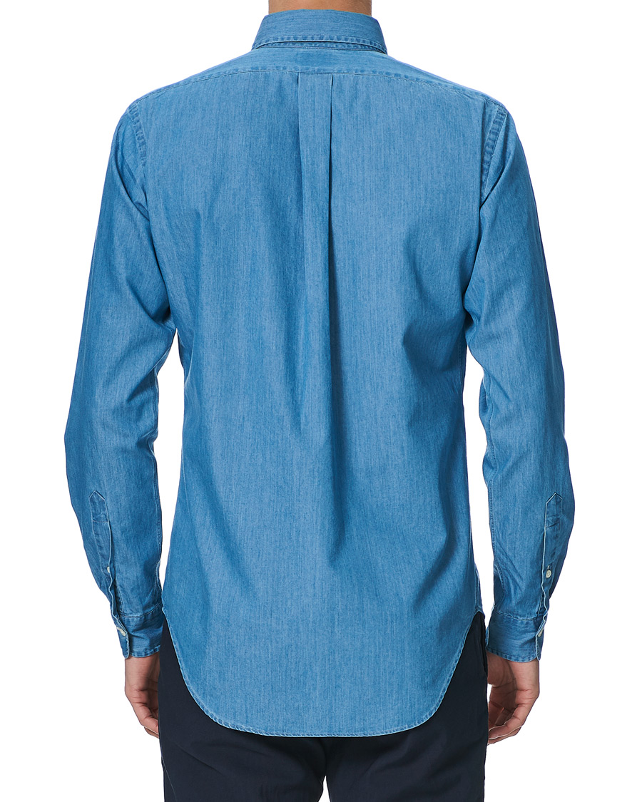 Herre | Skjorter | Kamakura Shirts | Slim Fit Denim Button Down Shirt Indigo