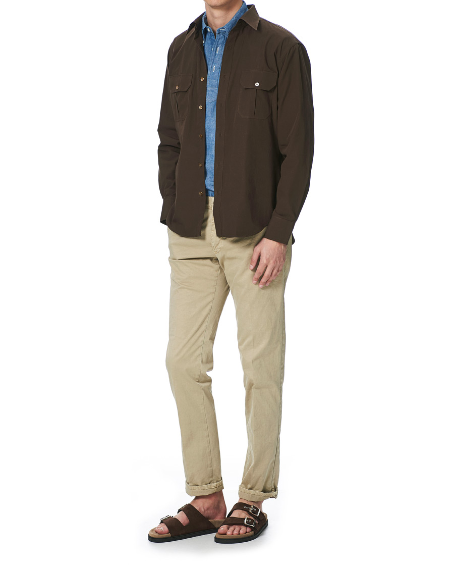 Herre | Skjorter | Kamakura Shirts | Double Pocket Overshirt Brown