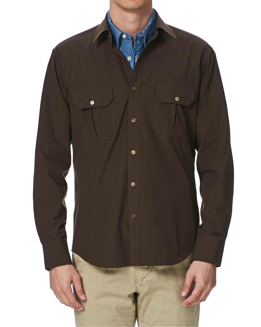 Herre | Skjorter | Kamakura Shirts | Double Pocket Overshirt Brown