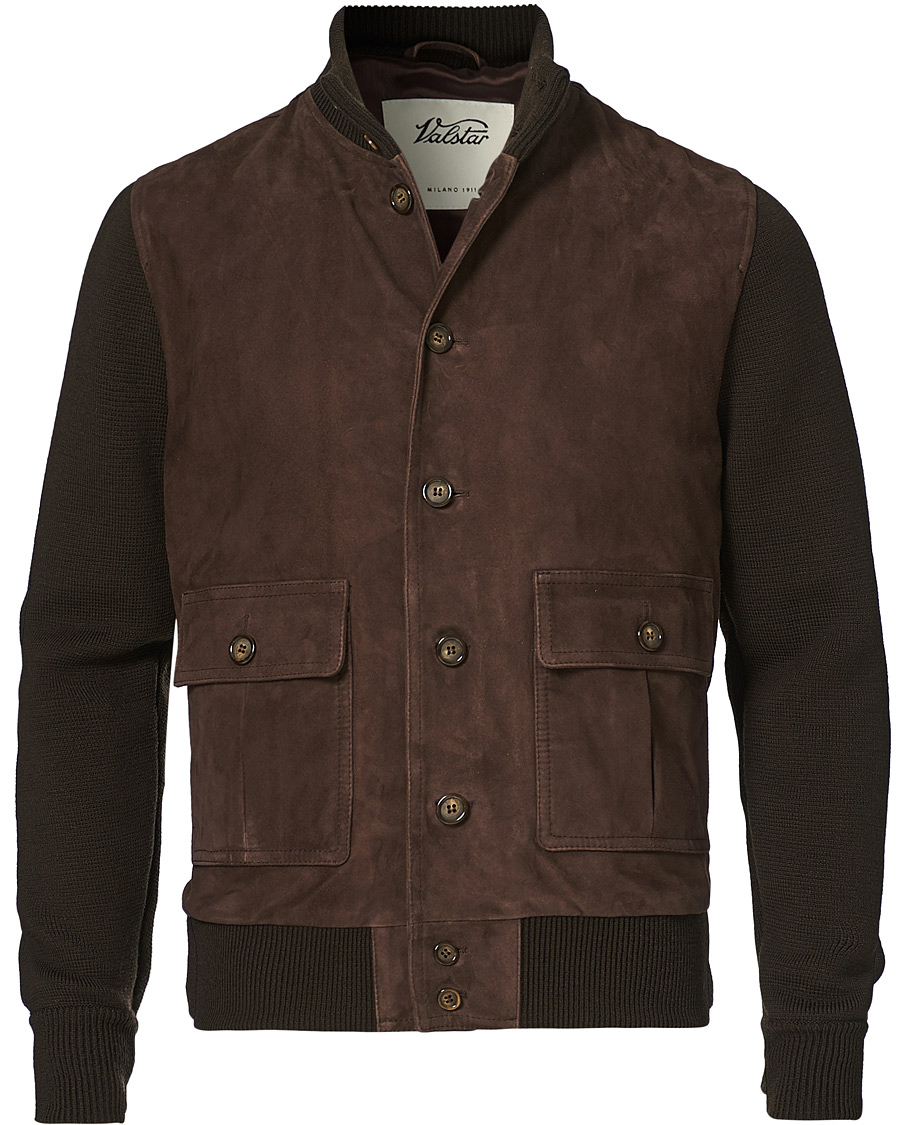 Herre | Jakker | Valstar | Valstarino Suede Combo Jacket Dark Brown Suede