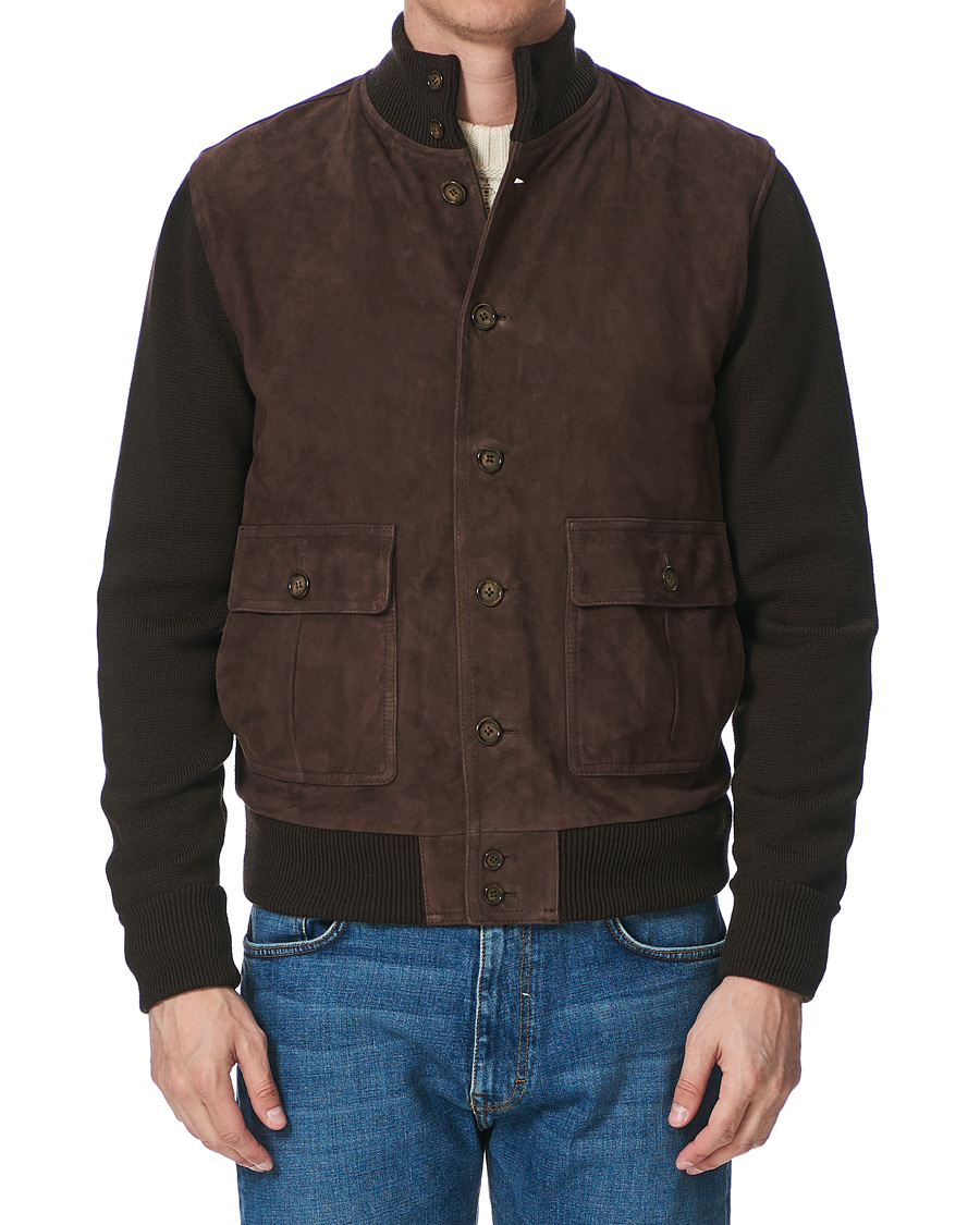 Herre | Jakker | Valstar | Valstarino Suede Combo Jacket Dark Brown Suede