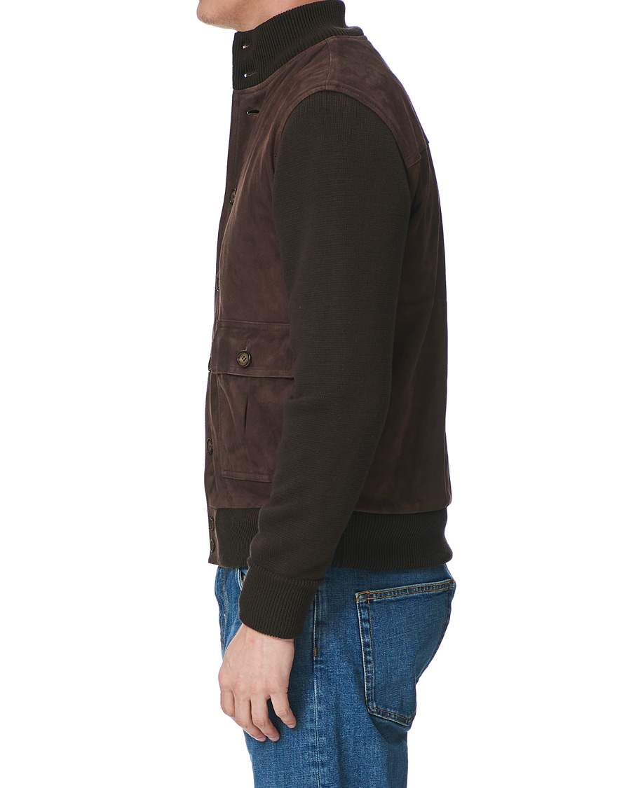 Herre | Jakker | Valstar | Valstarino Suede Combo Jacket Dark Brown Suede