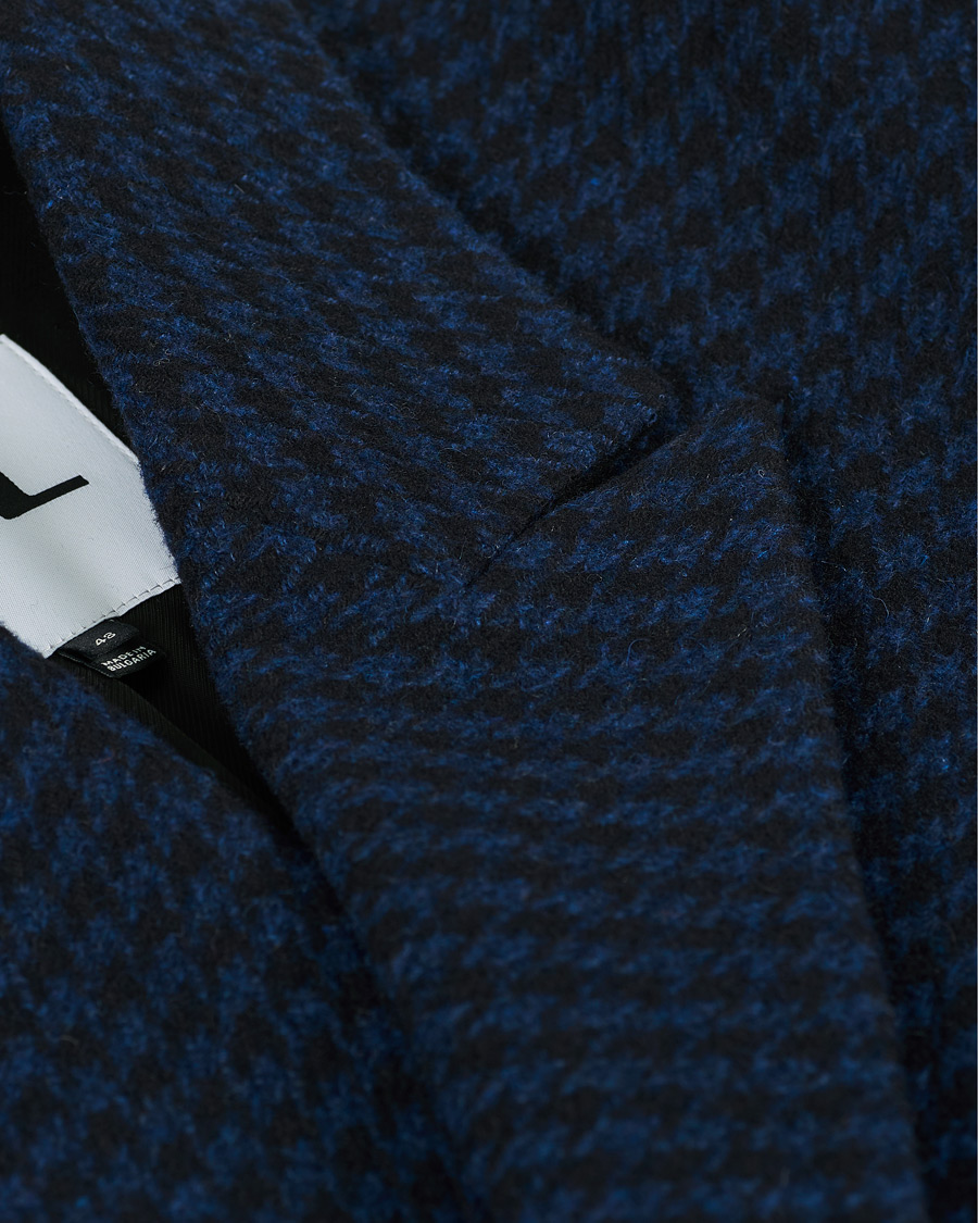 Herre | Jakker | J.Lindeberg | Willy Double Breasted Houndstooth Coat Navy
