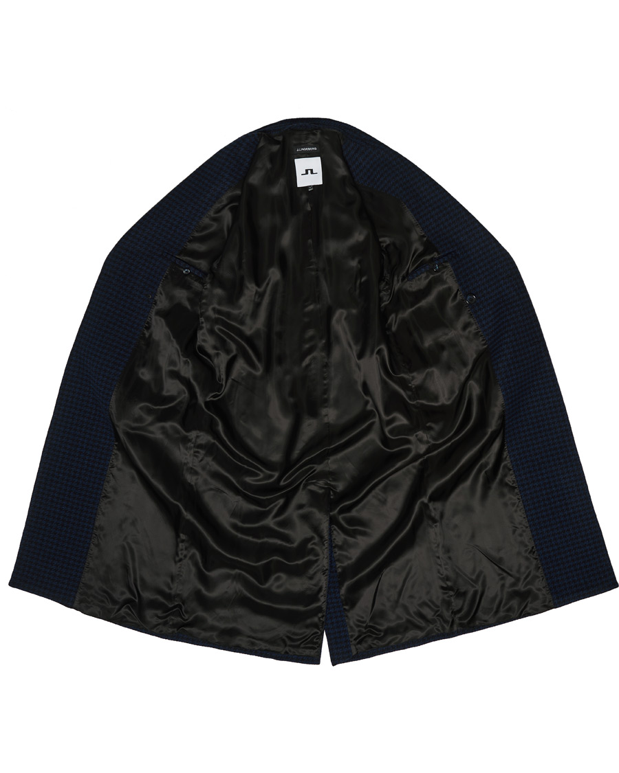 Herre | Jakker | J.Lindeberg | Willy Double Breasted Houndstooth Coat Navy