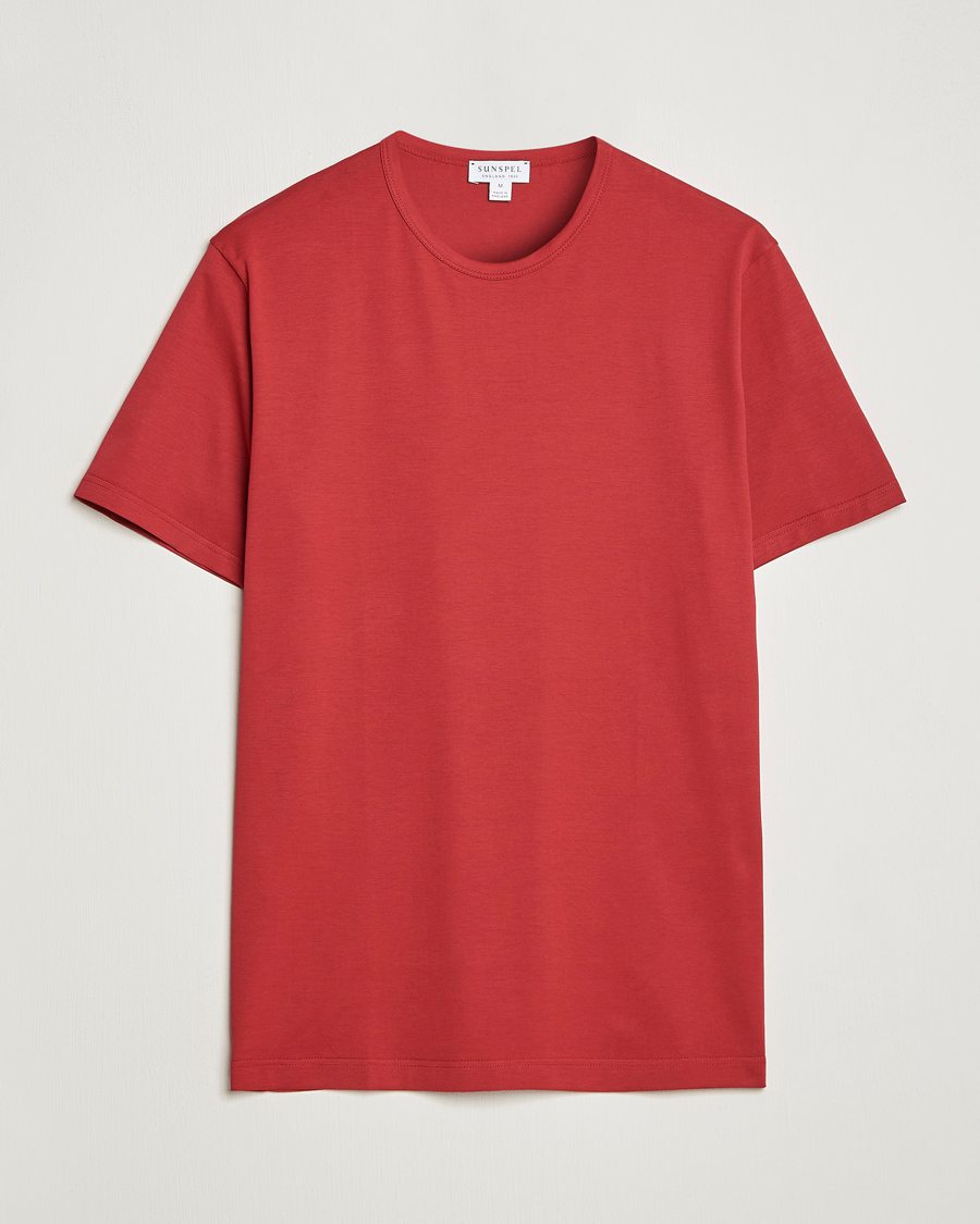 Herre | T-Shirts | Sunspel | Crew Neck Cotton Tee Wine