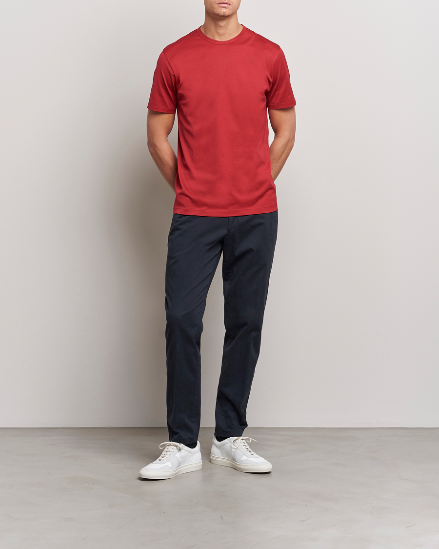 Herre | T-Shirts | Sunspel | Crew Neck Cotton Tee Wine