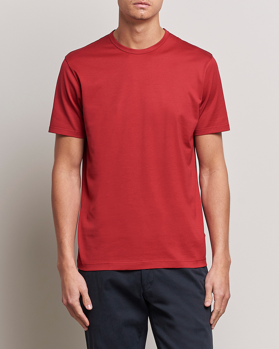 Herre | T-Shirts | Sunspel | Crew Neck Cotton Tee Wine