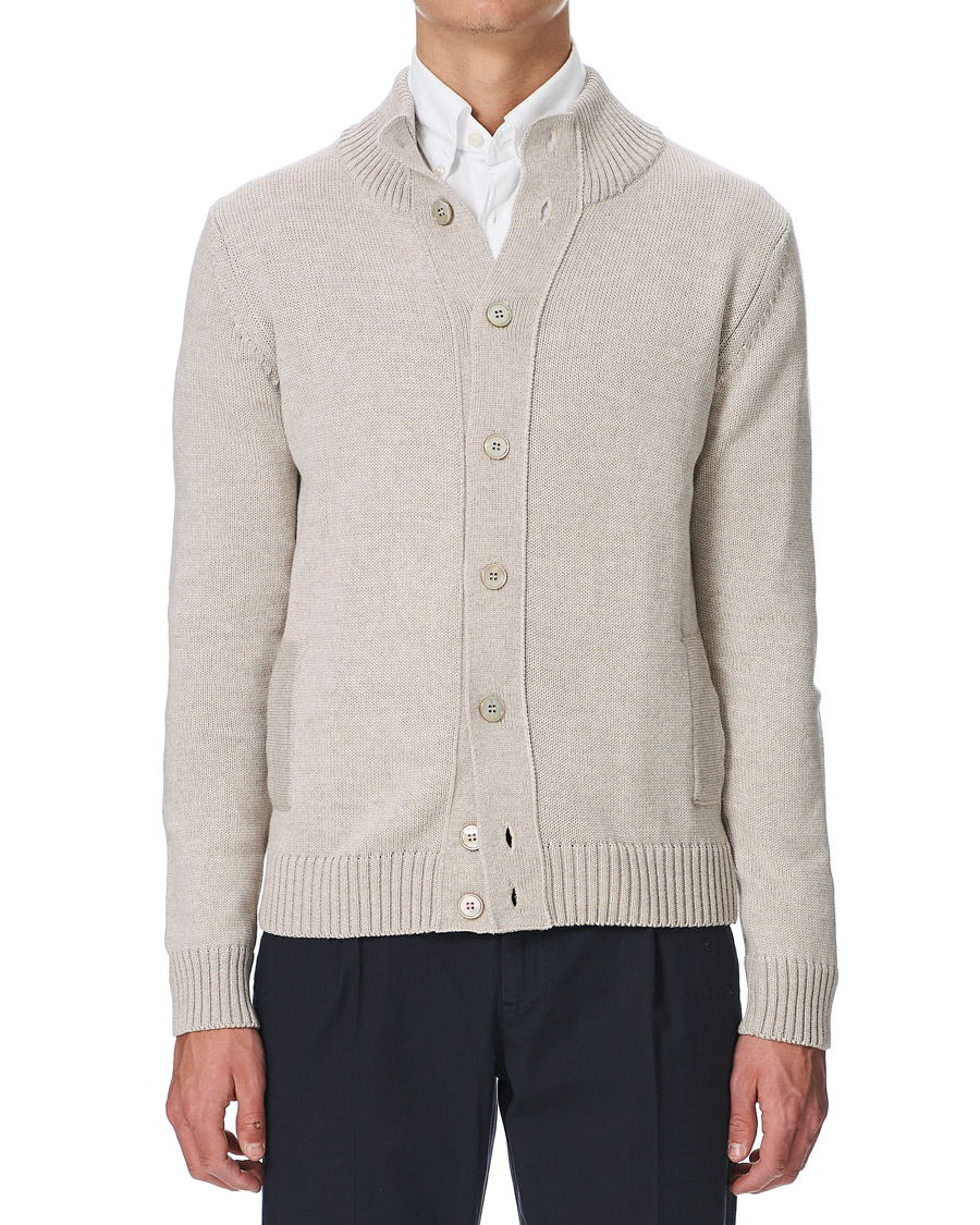 Herre | Gensere | Stenströms | Heavy Merino Wool Cardigan Beige