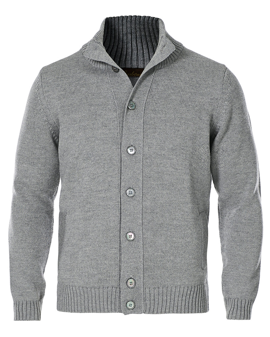 Herre | Gensere | Stenströms | Heavy Merino Wool Cardigan Grey