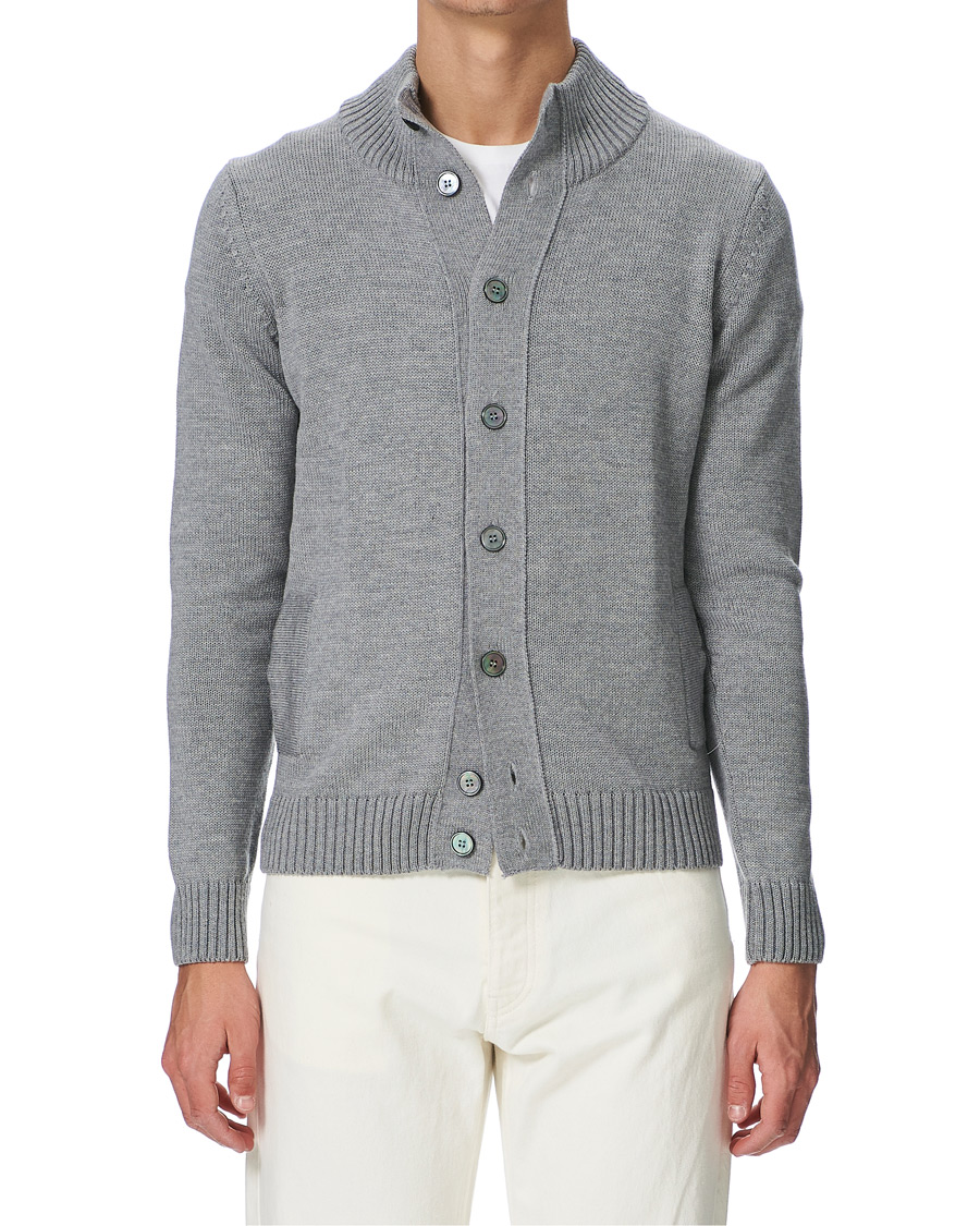 Herre | Gensere | Stenströms | Heavy Merino Wool Cardigan Grey