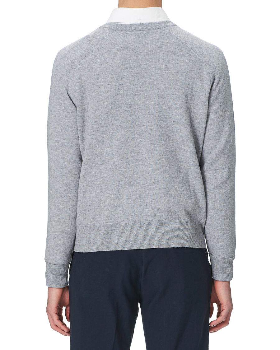 Herre | Gensere | Stenströms | Washed Merino Deep V-Neck Grey