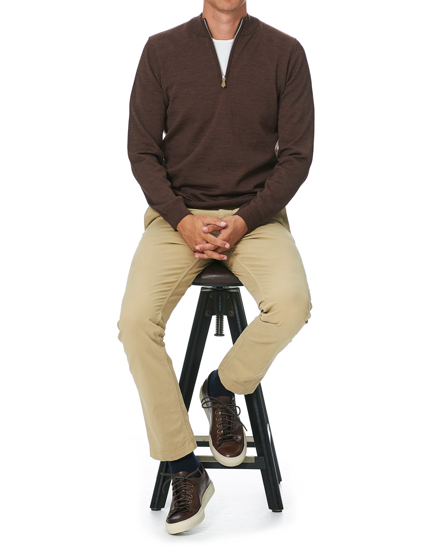 Herre | Gensere | Stenströms | Merino Half Zip Brown