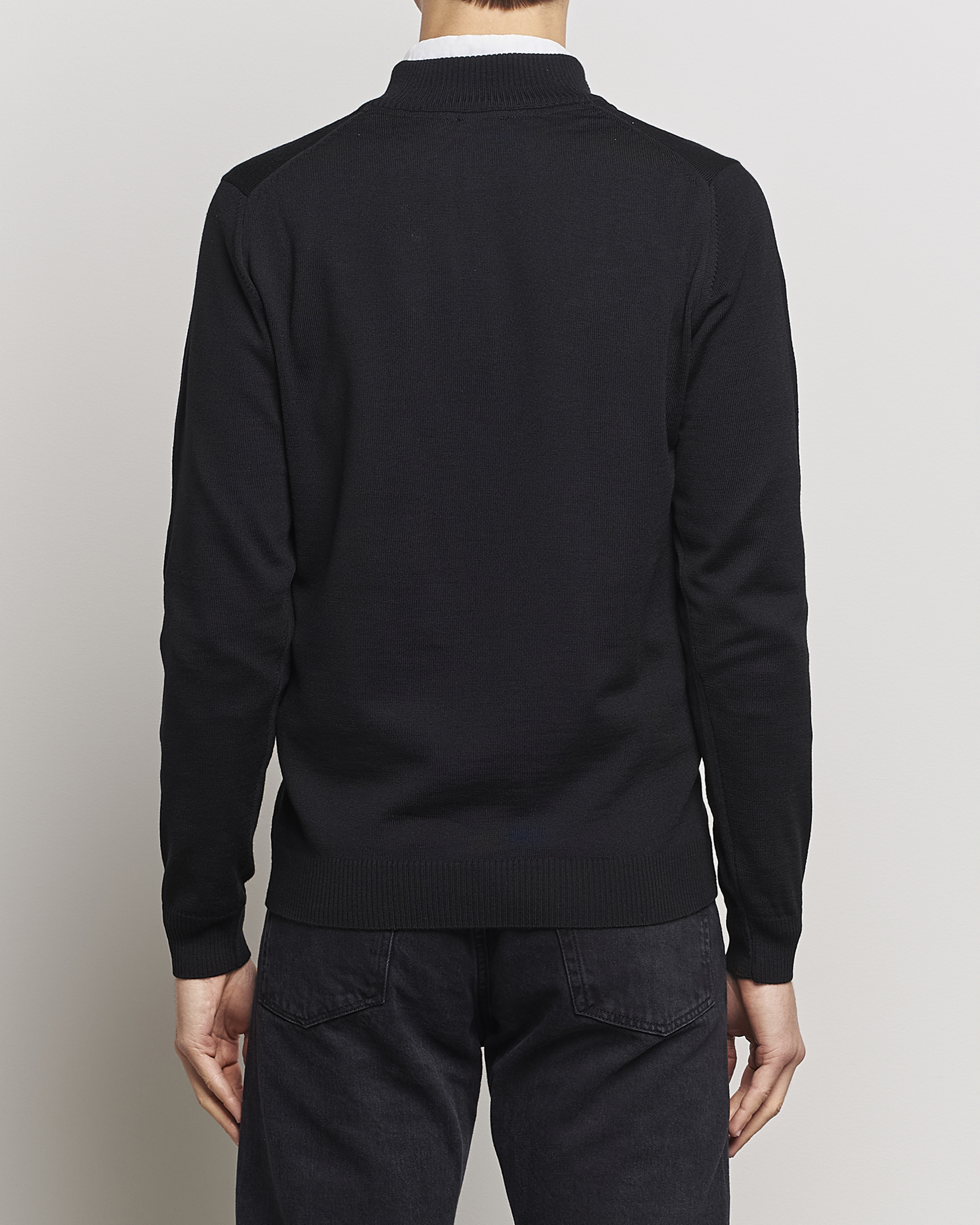 Herre | Gensere | Stenströms | Merino Half Zip Black