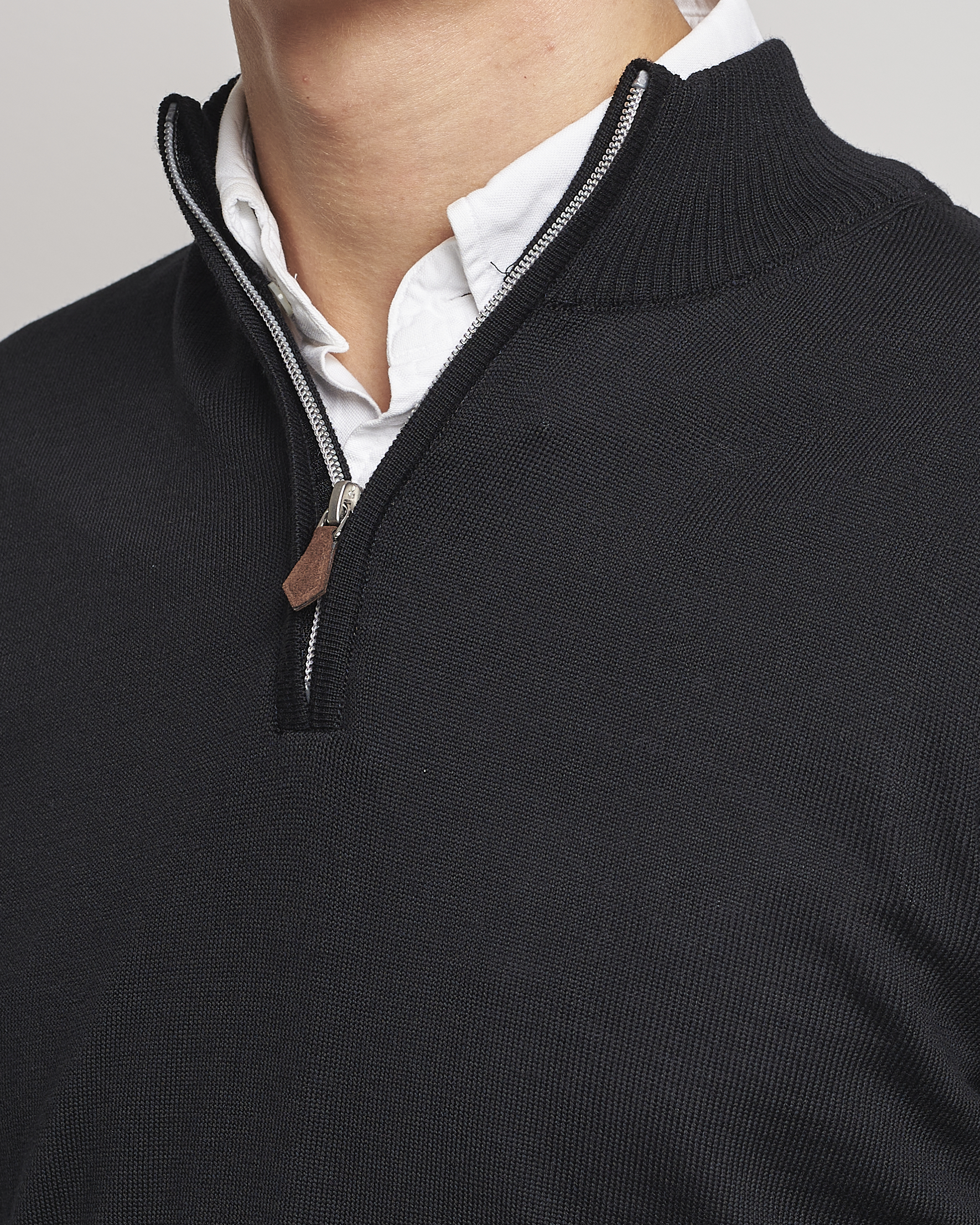 Herre | Gensere | Stenströms | Merino Half Zip Black
