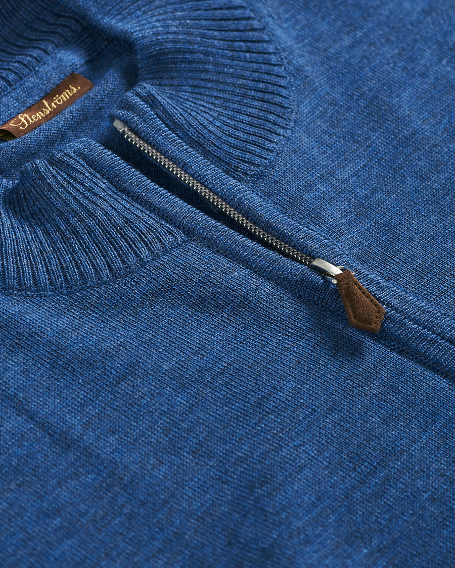Herre | Gensere | Stenströms | Merino Full Zip Light Blue