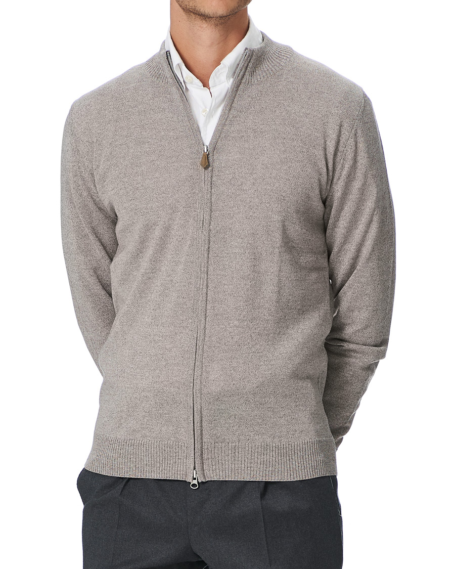 Herre | Gensere | Stenströms | Merino Full Zip Greige