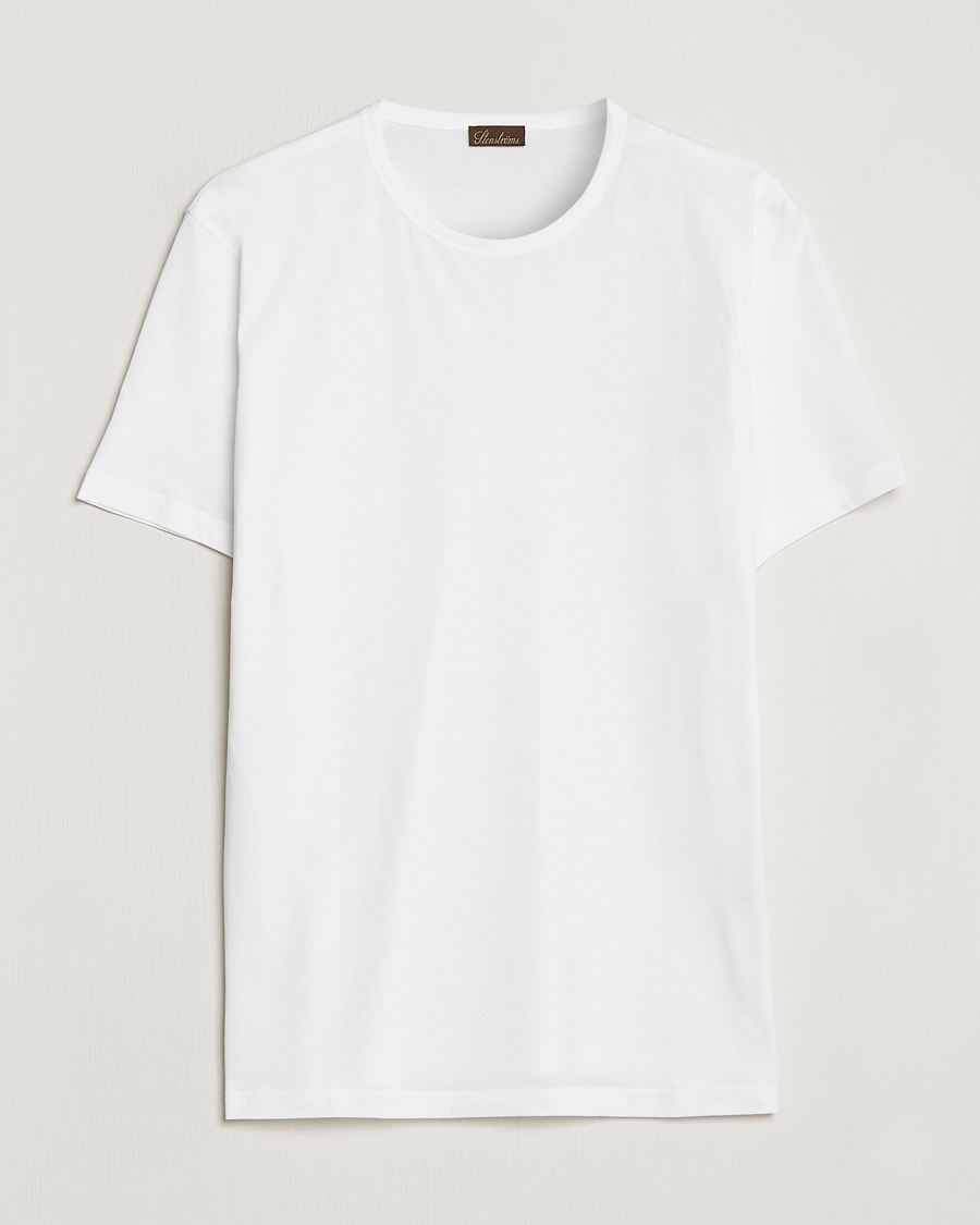 Herre | T-Shirts | Stenströms | Solid Cotton T-Shirt White