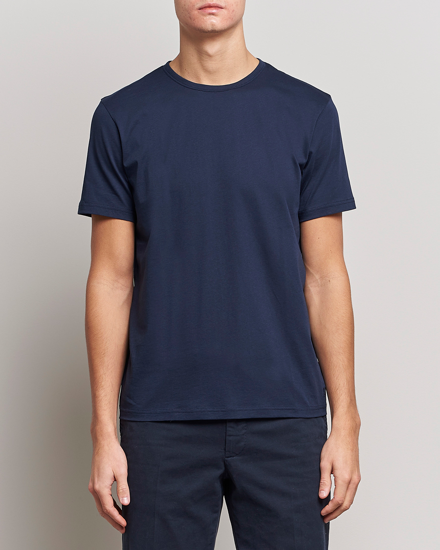 Herre | Kortermede t-shirts | Stenströms | Solid Cotton T-Shirt Navy