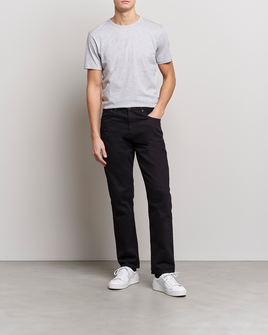 Herre | T-Shirts | Stenströms | Solid Cotton T-Shirt Grey Melange