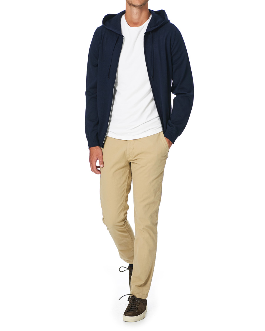 Herre | Gensere | Stenströms | Merino Full Zip Hoodie Navy