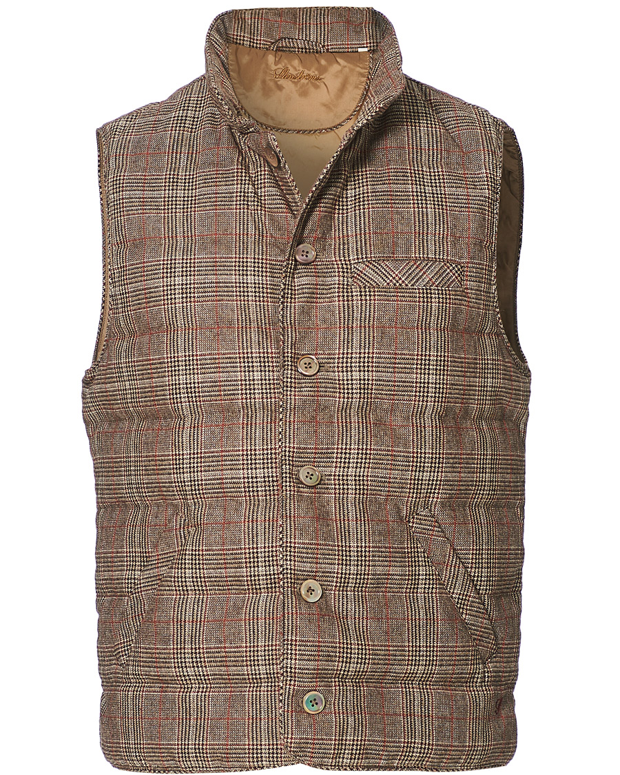 Herre | Jakker | Stenströms | Quilted Check Wool Vest Brown