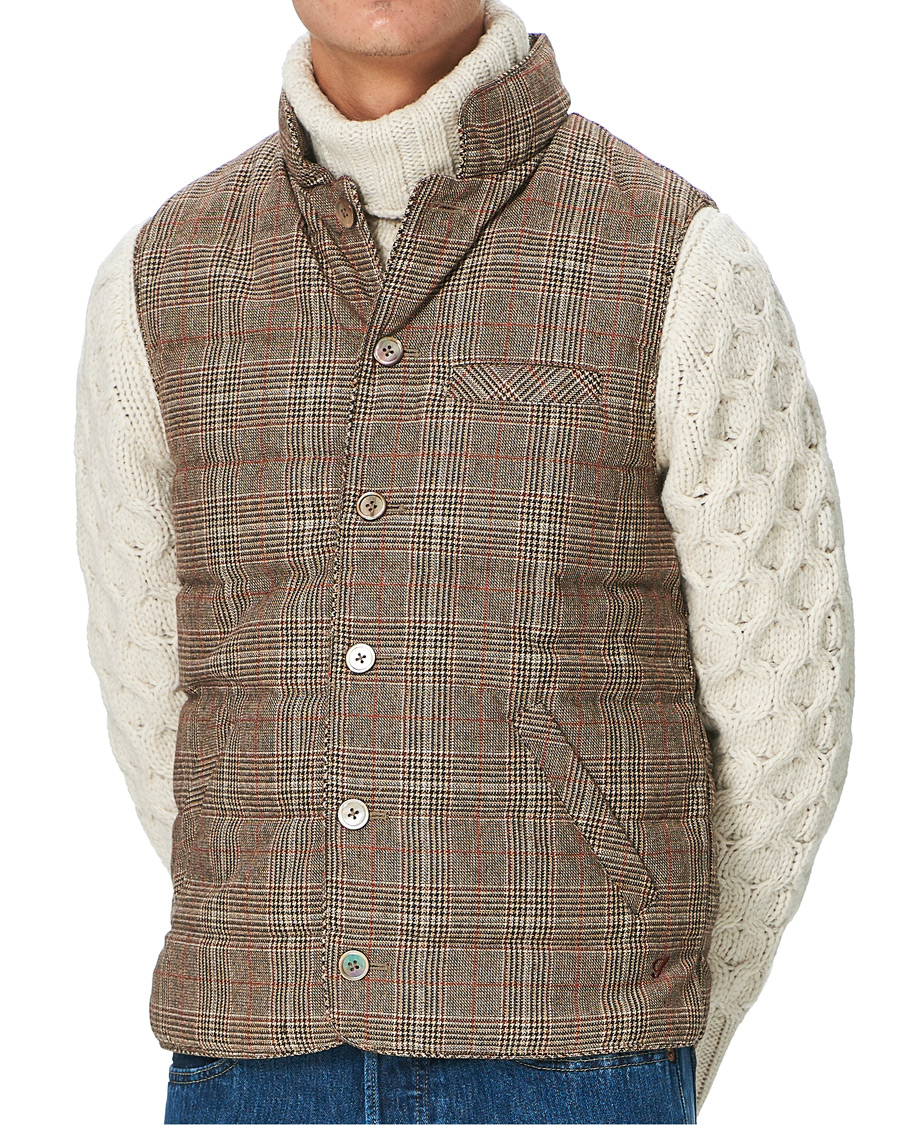Herre | Jakker | Stenströms | Quilted Check Wool Vest Brown