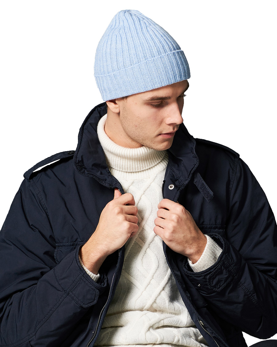 Herre | Stenströms Ribbed Cashmere Hat Light Blue | Stenströms | Ribbed Cashmere Hat Light Blue
